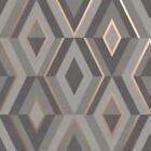 Fine Decor Shard Geometric Charcoal/Rose Metallic Wallpaper FD42607