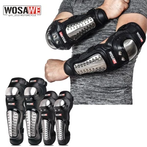 WOSAWE Adult Motorcycle Knee Elbow Pads Steel Protectors Racing Protective Gears - Picture 1 of 18