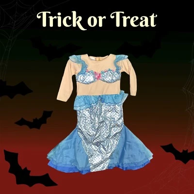 Mini Ropa Sirena con Brillante Plateado/Azul Escalas Halloween Disfraz Niñas 4T Foto 1 de 4