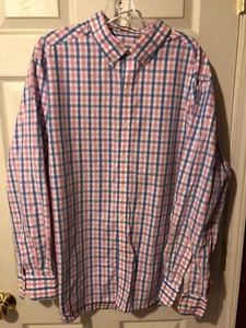 Camisa IZOD Abotonada Manga Larga Talla XL Calce Ajustado Cuadros/A Cuadros Amarillo Azul - Imagen 1 de 3