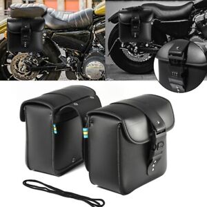 Black Motorcycle Side Saddle Bag with lock For Yamaha V-Star XVS 650 950 1100