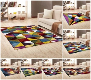 Modern Luxury Hand Carved Multi Colour Carpets Large Small Floor Rugs Runner Mat - Picture 1 of 12