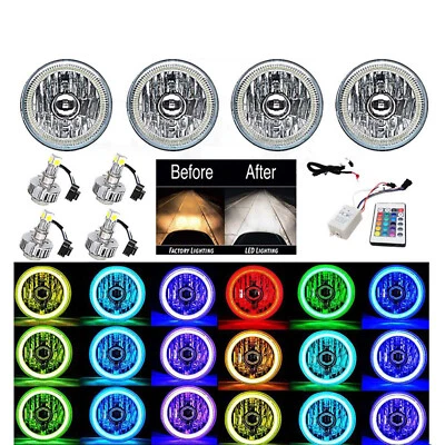 Juego de faros LED halo cambio de color 5-3/4" IR RGB COB ojo de ángel Foto 1 de 4