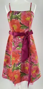 Brandneu mit Etikett £90 Debüt Debenhams rosa Blumen A-Linie abnehmbare Träger Kleid UK 12 #3 - Bild 1 von 11