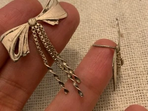 Pendientes colgantes de plata de ley 925 con borla y arco de Navidad hechos a mano - Imagen 1 de 8