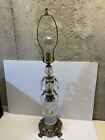 Hollywood Regency Vintage  MCM CUT GLASS TABLE LAMP With Prisms
