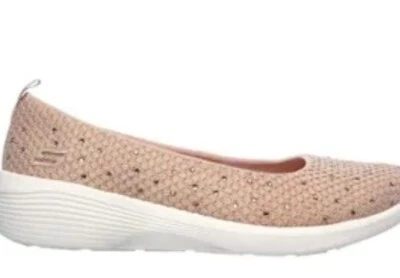 SKECHERS Women’s Arya Sweet Glitz Memory Foam Trainers Rose Gold UK 8