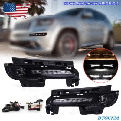 For Jeep Grand Cherokee SRT8 2012-2016 Pair Fog Lamp LED Daytime Running Light - Imagem 1 de 4
