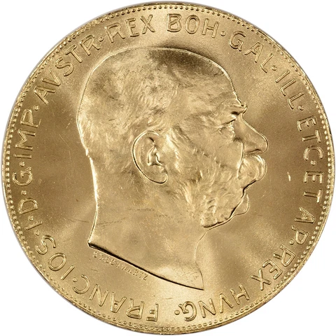 Austria Gold 100 Coronas (.9802 oz) - BU - Random Date Cover