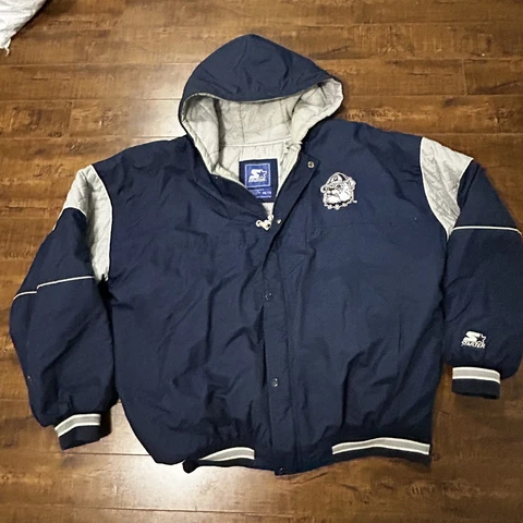 Vtg 90s Georgetown Hoyas Starter 2xL blue iverson Mens Retro Coat jacket Cover