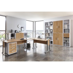 Arbeitszimmer Komplett Set Alteiche Regal Schrank Büro Calvia abschließbar