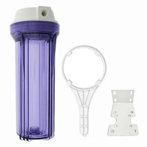 Clear Standard 10 x 2.5 Inch Water Filter Housing (1/4 FPT) w Bracket Wrench - Picture 1 of 1