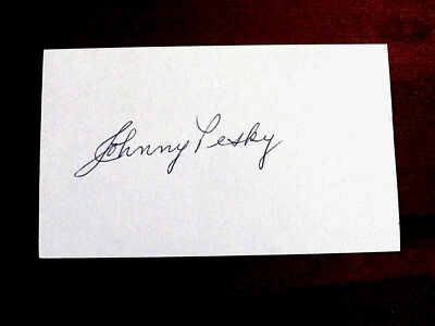 JOHNNY PESKY WSC BOSTON RED SOX SIGNED AUTO VINTAGE INDEX CARD PSA/DNA - Image 1 of 3