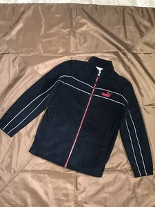 Puma Boys Zip Up Sweater Fleece Size 7 Black With Red Embroidered Puma StripeArm - Picture 1 of 5
