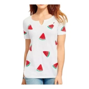 Talbots Watermelon Print Short Sleeve Sweater Top Knit Tee Women Size XS - Imagen 1 de 9