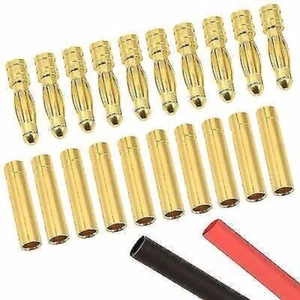 10 X RC 4mm Paires Balle Or Connecteur + Chaleur Shrink Batterie Lipo Esc Moteur - Photo 1 sur 1