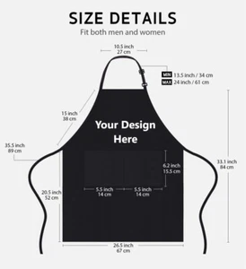 Custom Black 2-Pocket Aprons - Picture 1 of 5