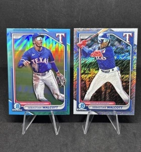 Sebastian Walcott 2024 Bowman Chrome Lot (2) Sky Blue Draft Refractor & Shimmer - Picture 1 of 6