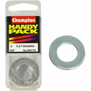 CHAMPION FASTENERS BH176 FLAT STEEL WASHERS 5/8" PACK OF 8 - Picture 1 of 4