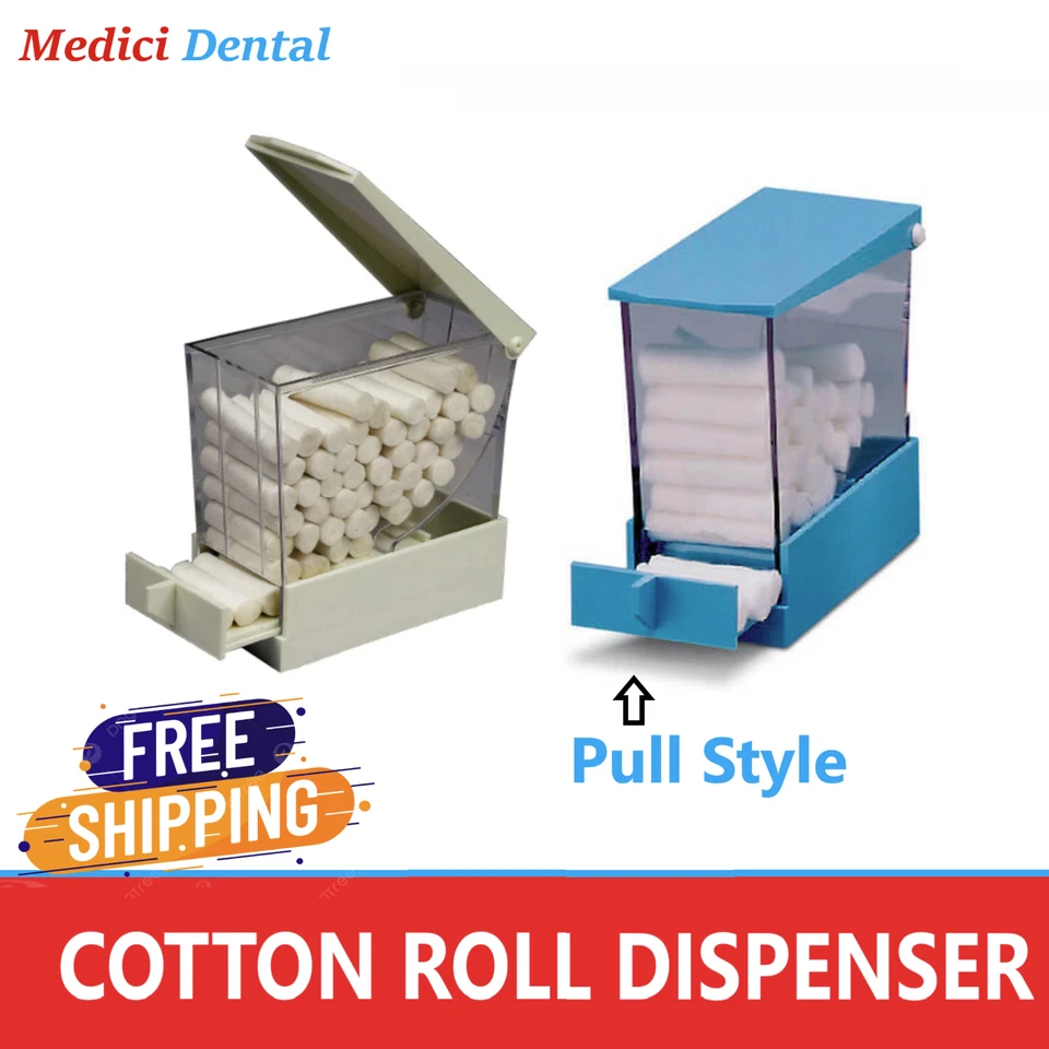 Dental Cotton Roll Dispenser Deluxe White With No-Skid Base, White Blue, Purple - Image 1 of 4