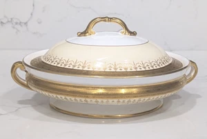 Minton Gold verkrustet bedeckt Terrine Deckel Servierschale K205 Linien Ovale Swags - Bild 1 von 22