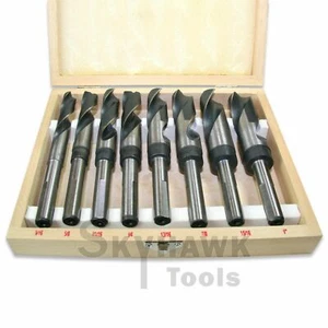 HEAVY DUTY 8 PC 6" Jumbo Large Steel Drill Bit Set Silver Deming Precise Chuck - Picture 1 of 2