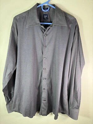 Мужская XL серый твердый разрыв кнопка вверх платье рубашка - стильный длинным рукавом рубашка для официальных приемов - Изображение 1 из 4