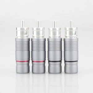 4Pcs Silver Plated RCA Audio Plug RCA Solder Plug Connector For DIY Audio Cable - Picture 1 of 6