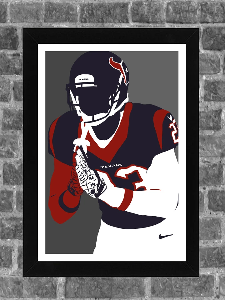 Arte impreso deportivo retrato Arian Foster de los Houston Texans 11x17 Foto 1 de 1