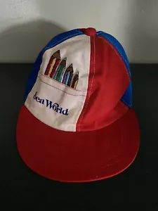 vintage sea world hat youth Large Red Blue Color Block Front Pocket 90’s Boys*** - Picture 1 of 11