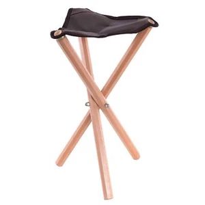 US Art Supply Portable Three Leg Wood Artist Folding Stool Saddle Leather Seat - Picture 1 of 5