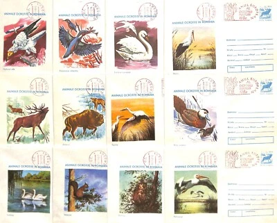 BB002 Set of 12 covers Romania 1980 - Protected animals in Romania - Image 1 of 4