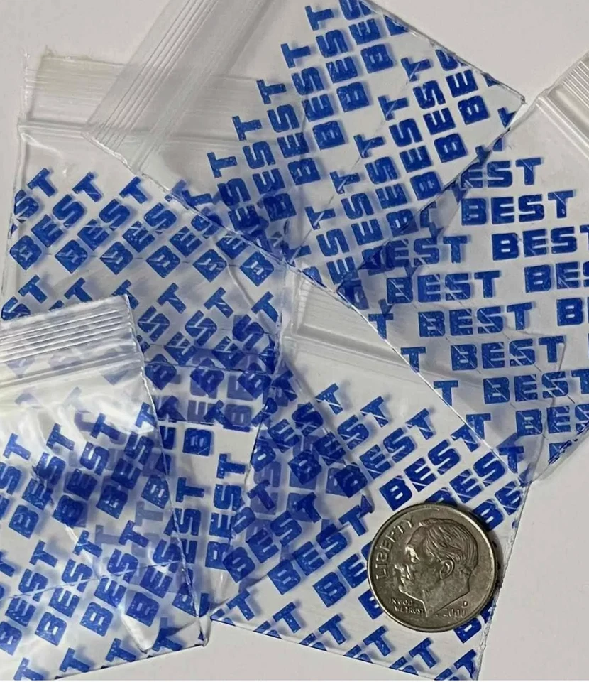 1000 SMALL BAGGIES 1515 1.5" X 1.5" MINI Resealable BLUE "BEST" (10 packs x 100) - Image 1 of 1