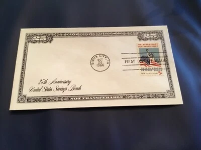 FDC Covers 1966 # 1320 1st BORDER Cachet 25th Anniversary Of Saving Bonds 5c. - Image 1 of 2