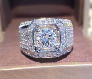 5Ct D VVS1 Lab Diamond Men's Ring Solid 925 Size 9