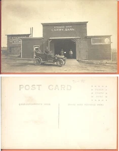 Stebbins Bros. Livery Barn, R.P. postal AZO, 1907-15 - Imagen 1 de 1
