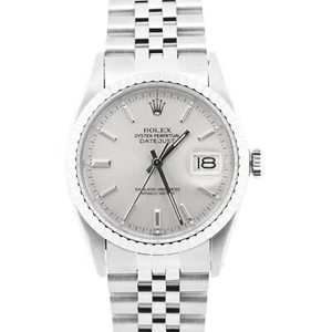 1982 Rolex DateJust 36mm SILVER Stainless Steel Automatic JUBILEE Watch 16030 - Picture 1 of 10