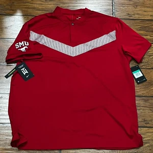SMU Mustangs Polo Shirt Mens XL Nike Tiger Woods Dri-Fit TW Vapor Blade Red - Picture 1 of 12