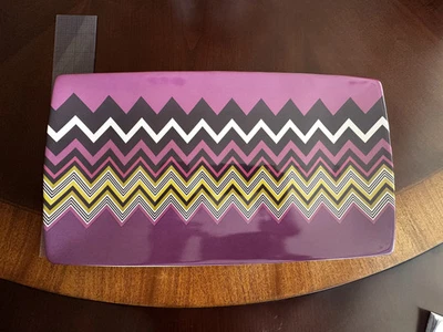 Декоративное сервировочное блюдо MISSONI Италия фиолетовый шеврон керамика 16 дюймов - Изображение 1 из 3