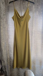 River Island cowl neck satin slip dress in Lime Green Size 16 New With Tags - Picture 1 of 10