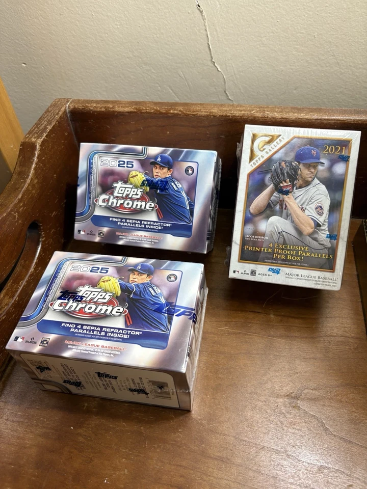 Factory Sealed, Never Opened.  2025 Topps Chrome. 2021 Topps Gallery.  Set of 3. - Image 1 of 4