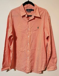 Ralph Lauren Custom Fit Men's Long Sleeve Button Orange Striped Shirt X Large - Picture 1 of 6