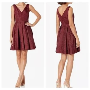 Anthropologie Erin Fetherston Kleid Coco Jacquard weinrot purpurrot Gr. 4 - Bild 1 von 7