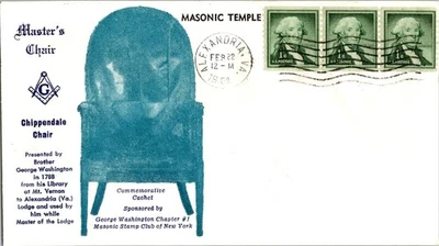 1958  - Master's Chair - G. Washington Masonic Stamp Club, Commemorative cachet - Image 1 of 3
