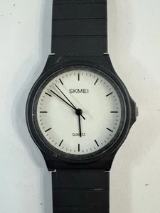 Unisex SKMEI Round Simple White Dial Black Case Silicone Band Watch 1419 I2 - Picture 1 of 4