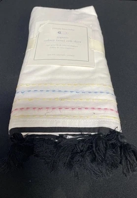 Falda Cuna Pottery Barn Baby Orgánica Sydney Negra Borla Algodón Amarillo Rosa Azul Foto 1 de 4