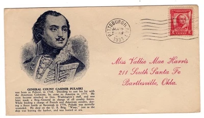 #690 Pulaski 1931 FDC - Stoutzenberg Planty #7 Pittsburgh PA - Image 1 of 2