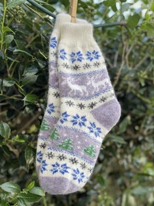 Calcetines para mujer 100 % lana, cálidos, estampado ciervo, talla 8-9. NUEVO - Imagen 1 de 9