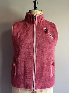 Chaleco Pachamama Mujer Talla S Rosa 100% Lana Tejido a Mano Chaleco Cremallera Completa - Imagen 1 de 13