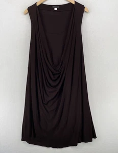 EILEEN FISHER Dress S Silk Jersey Double Layer Drape Cowl Neck Sleeveless Brown - Picture 1 of 15